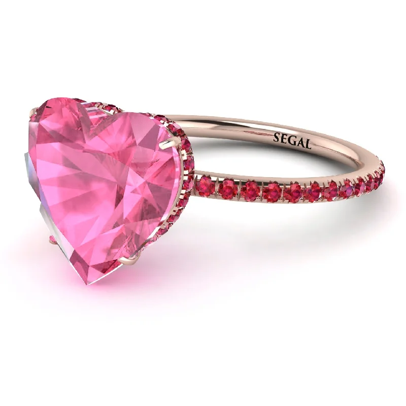 women's engagement rings with diamond halo -Heart Shape Pink Moissanite Ring - Noelle No. 811