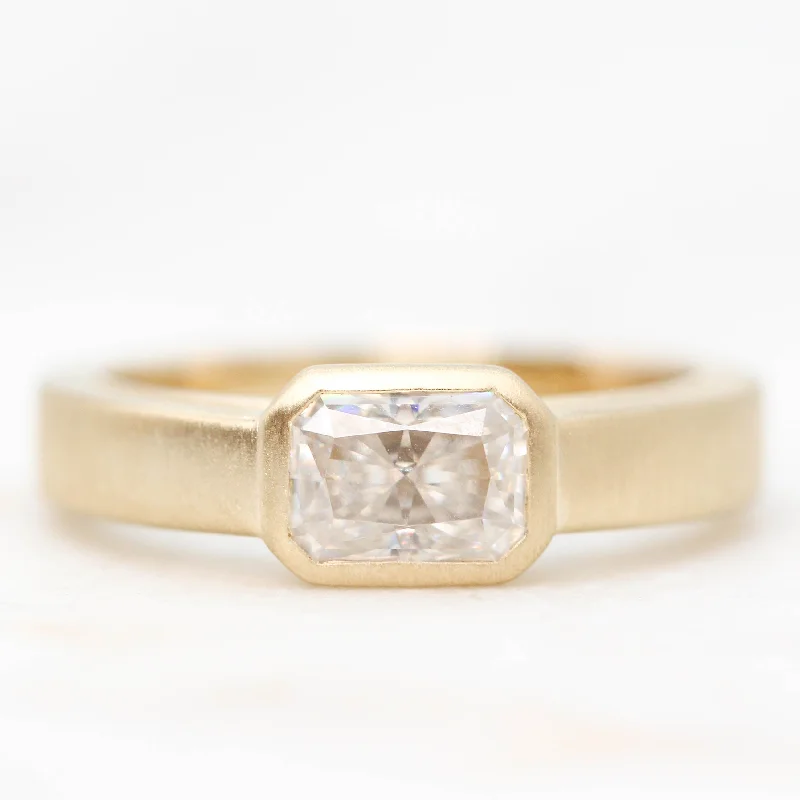 women's rings with simple elegance -Mabel Ring with a Radiant Cut Moissanite - Made to Order, Choose Your Gold Tone