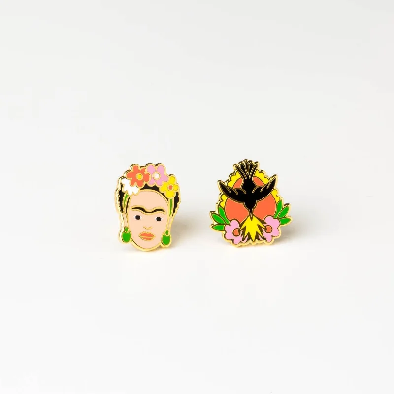 women's earrings with detailed engraving -Frida Kahlo & Milagro Earrings