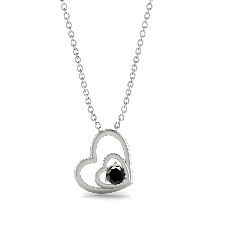 women's necklaces with beaded accents -Two Hearts Black Diamond Necklace - Dana No. 9