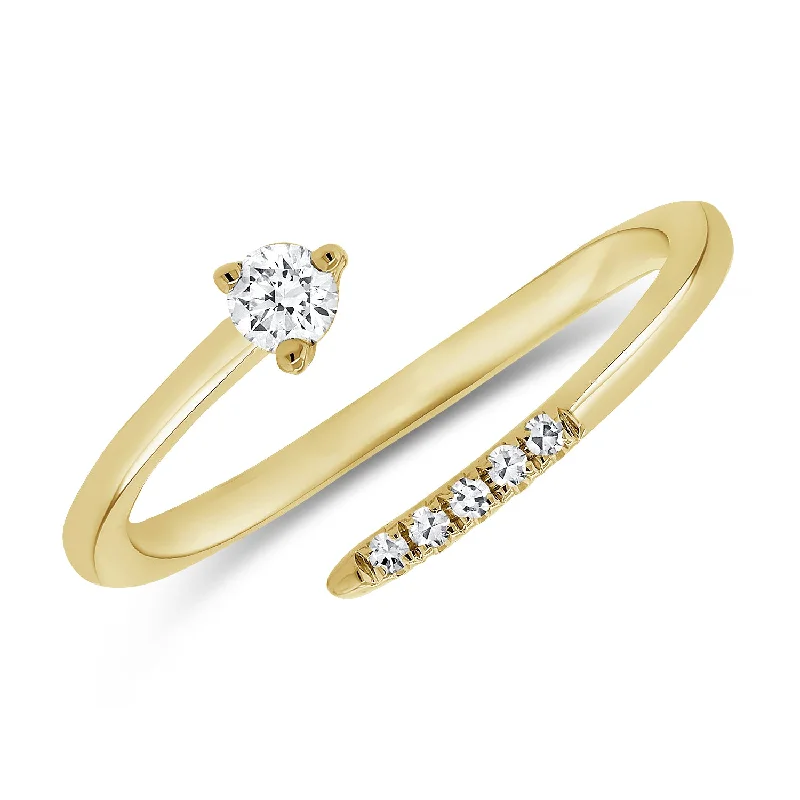 women's engagement rings with pear-shaped diamonds -Elegant Asymmetrical Diamond Wrap Ring in 14K Gold