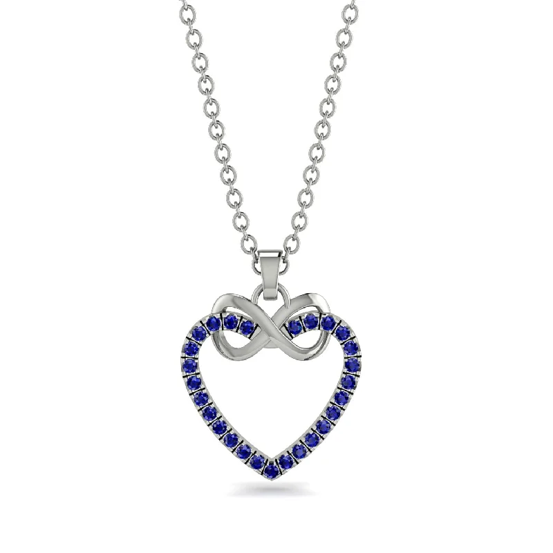 women's necklaces with silver chain -Infinity Heart Sapphire Necklace - Mollie No. 15