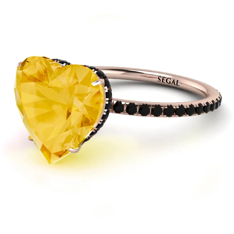 women's engagement rings diamond -Heart Shape Citrine Ring - Noelle No. 608