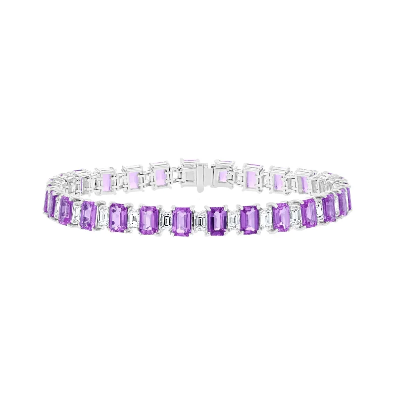 women's bracelets with delicate charms -PLATINUM 3.65 CTW PINK SAPPHIRE & 15.66 CTW DIAMOND BRACELET