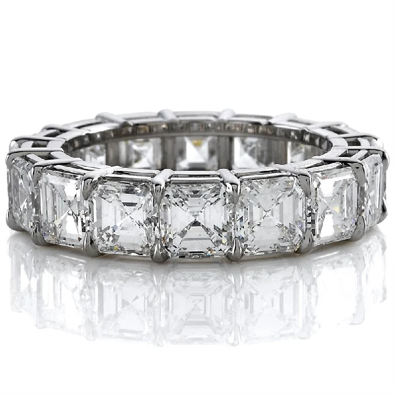 women's engagement rings with split band -Asscher Cut Diamond Eternity Band Ring Platinum 7.84 carats