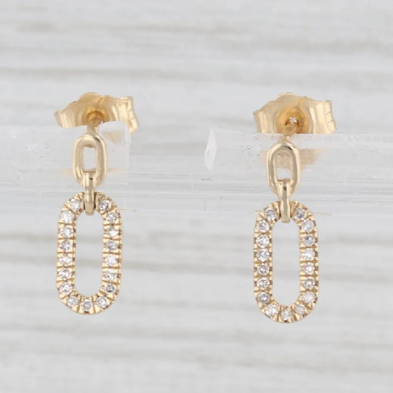 women's earrings with gemstone -New 0.10ctw Diamond Oval Small Drop Stud Earrings 14k Yellow Gold