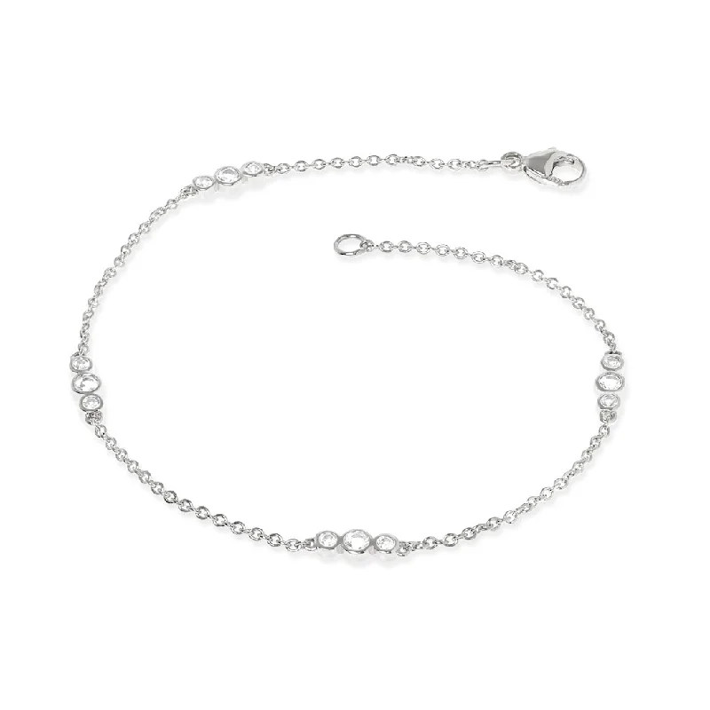 women's bracelets with charm design -White Gold Triplets Bracelet in Diamonds