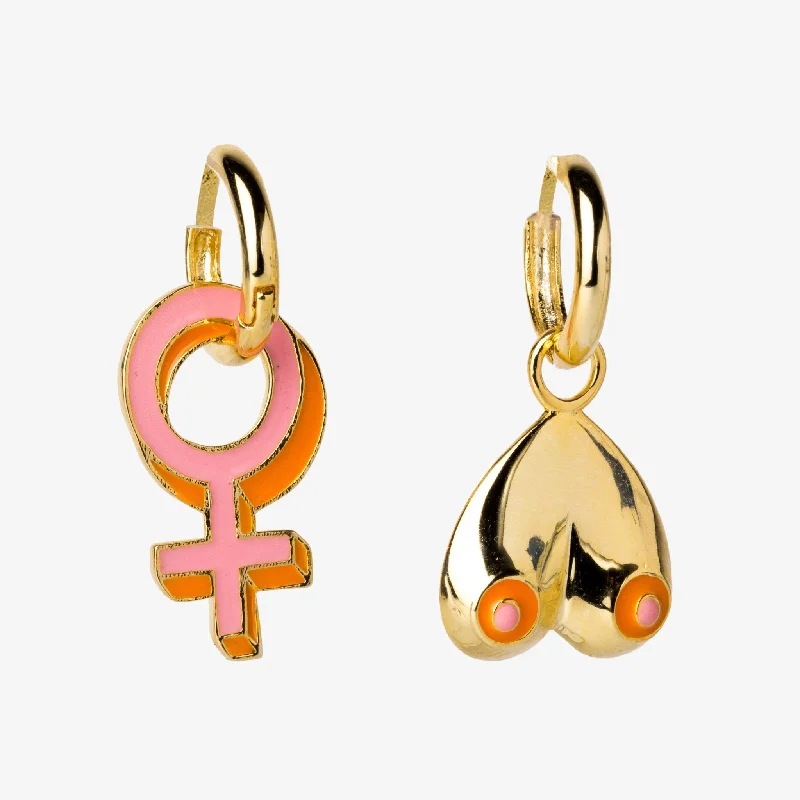 women's earrings with luxurious finish -Feminist Female Boobs Hoop Earrings