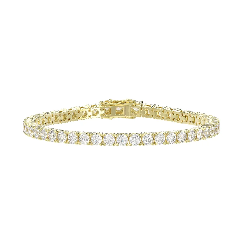 women's bracelets with gemstone bangle -LADIES TENNIS BRACELET 3.00CT ROUND DIAMOND 14K YELLOW GOLD