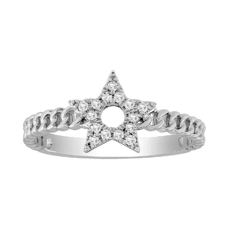 women's engagement rings with intricate patterns -Diamond Star Cuban Band Ring (14K)