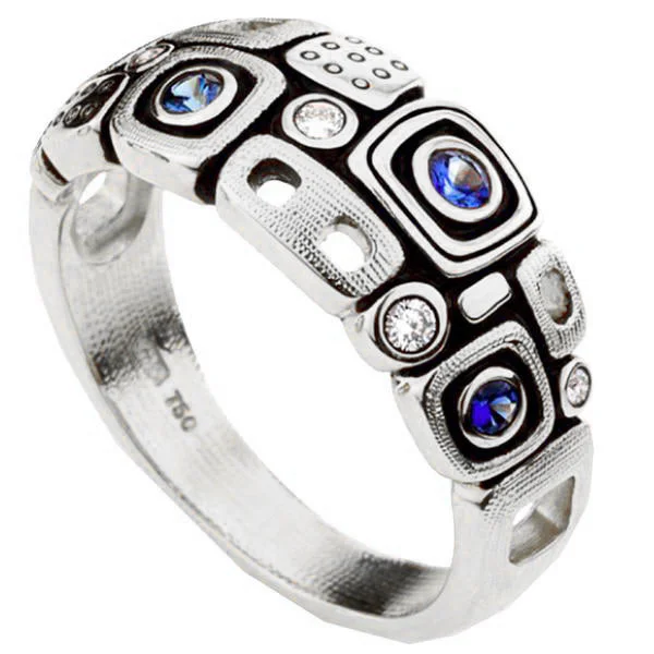 women's rings with double stone -Alex Sepkus Little Windows Dome Ring - R-214PS