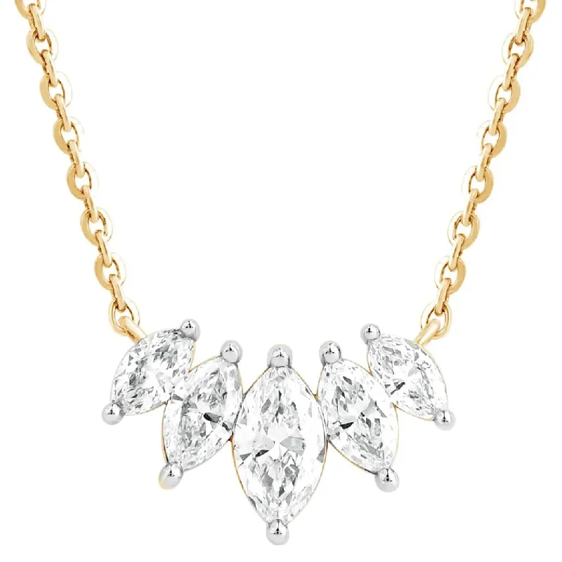 women's necklaces with sapphire -Yellow Gold Marquise Diamond Necklace