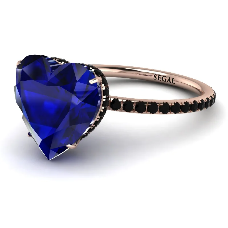 women's engagement rings with engraved band -Heart Shape Sapphire Ring - Noelle No. 44