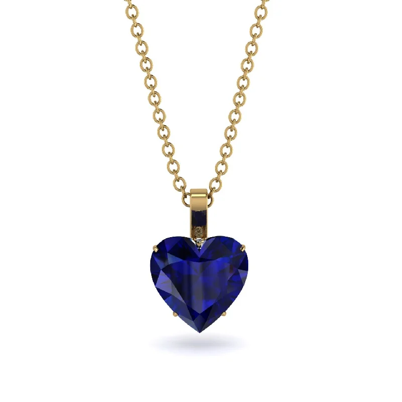 women's necklaces with silver accents -Heart Sapphire Necklace - Noelle No. 13