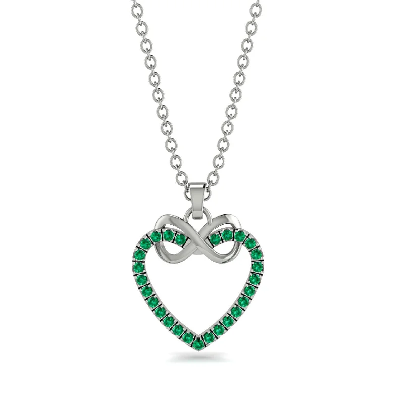 women's necklaces with gemstone -Infinity Heart Emerald Necklace - Mollie No. 6