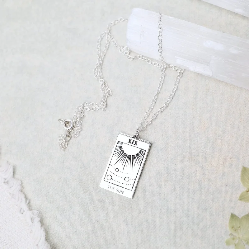 women's necklaces silver -Sun Tarot Card Pendant Necklace