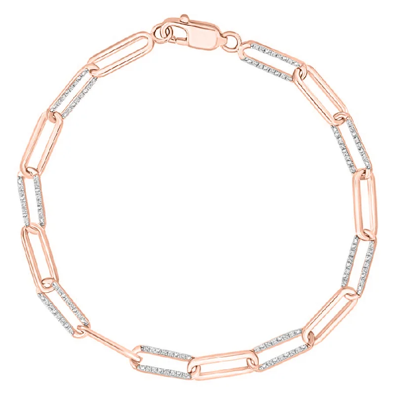 women's bracelets gold -LADIES BRACELETS 0.50CT ROUND DIAMOND 14K ROSE GOLD