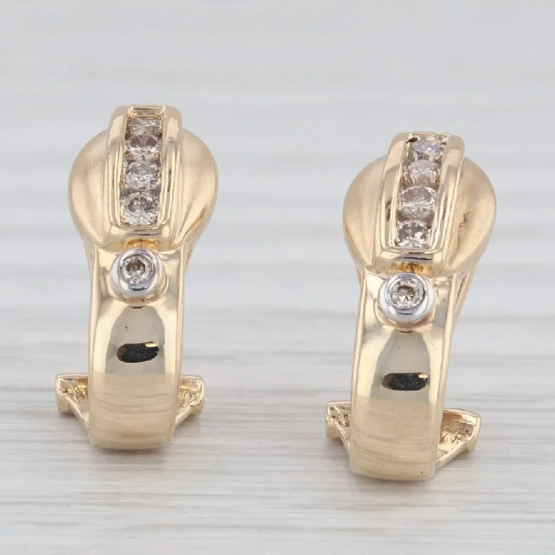 women's earrings diamond -0.30ctw Diamond Journey Earrings 14k Yellow Gold Pierced Omega Back Drops