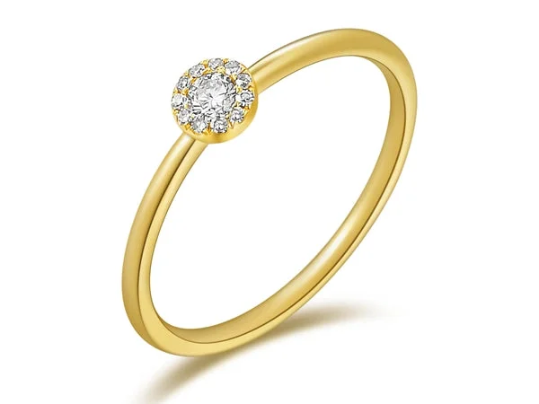 women's engagement rings with princess-cut stone -OKGs Collection 14K Gold Classic Ring with Diamonds