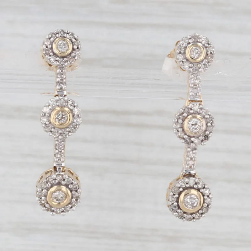 women's earrings with layered design -0.40ctw Diamond Journey Drop Earrings 14k Yellow Gold