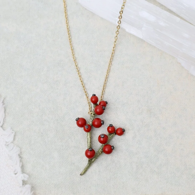 women's necklaces with antique finish -Winterberry Pendant Necklace