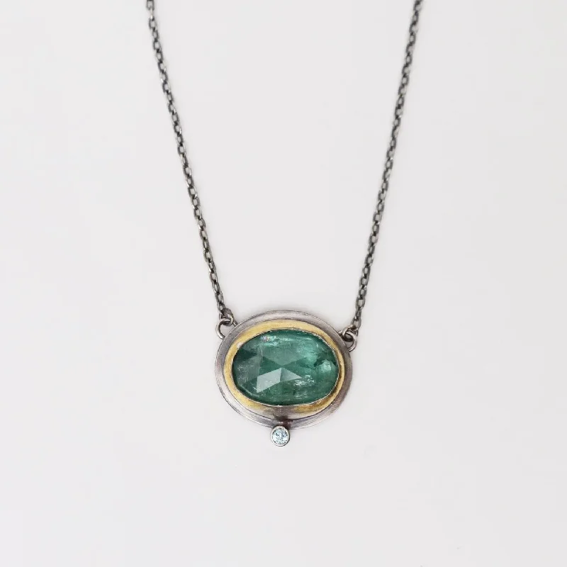 women's necklaces with luxury stones -Green Kyanite Crescent Rim Necklace