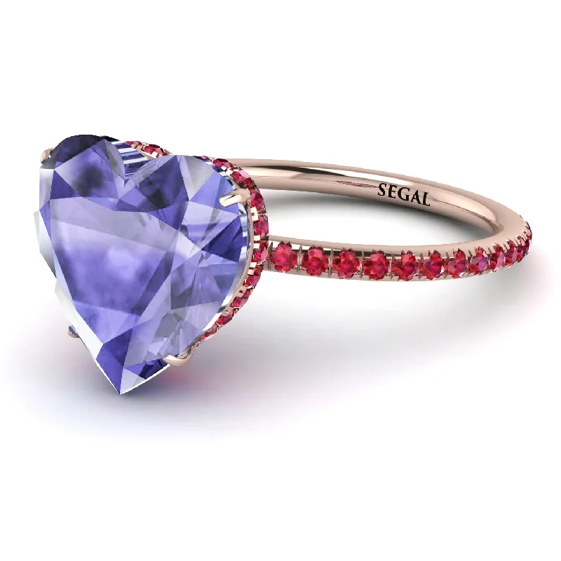 women's engagement rings with double band -Heart Shape Tanzanite Ring - Noelle No. 211