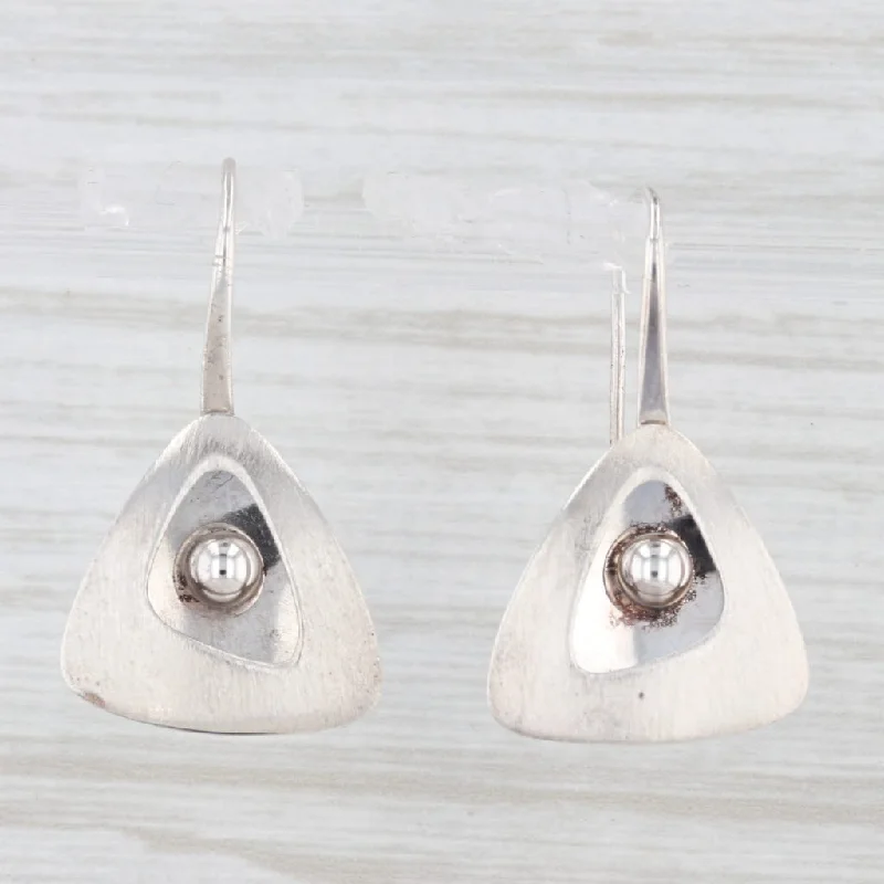 women's earrings with modern style -Ed Levin Teardrop Bead Drop Earrings Sterling Silver Hook Posts