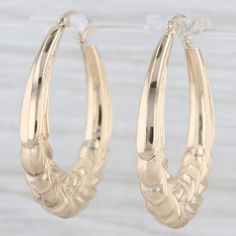 women's earrings with multi-stone design -Acacia Hoop Earrings 14k Yellow Gold Snap Top Oval Hoops