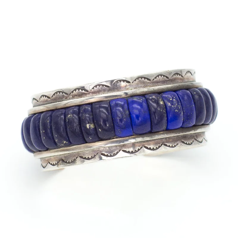 women's bracelets with simple elegance -Carlos Aguilar Eagle (Ottawa) Handmade Sterling Silver Lapis Cuff Bracelet