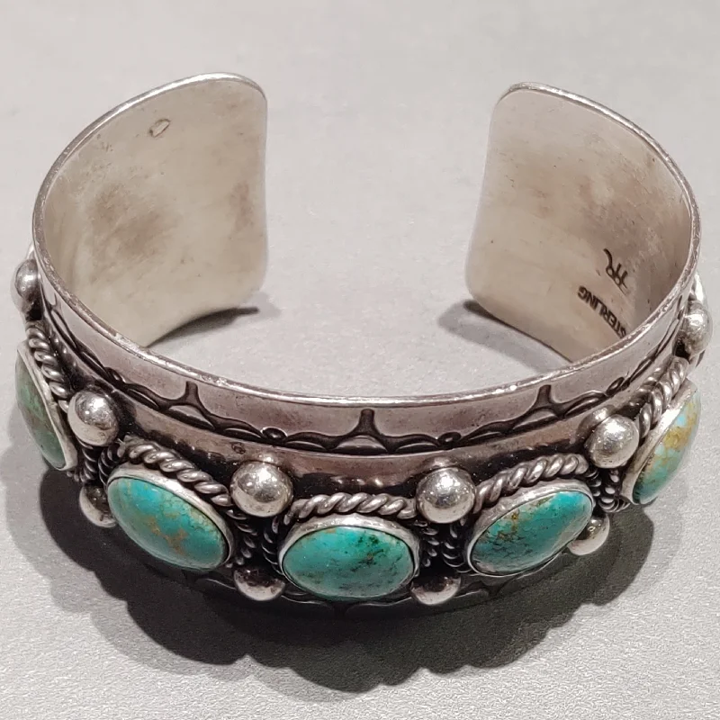 women's bracelets with boho style -Turquoise Sterling Bracelet - Handmade Native American