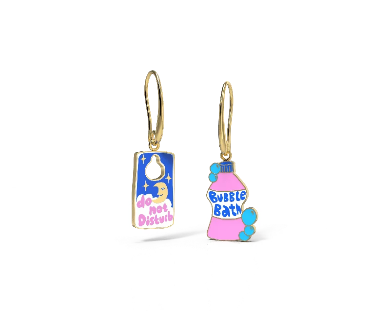 women's earrings with silver accents -Self-Care Bubble Bath Drop Earrings