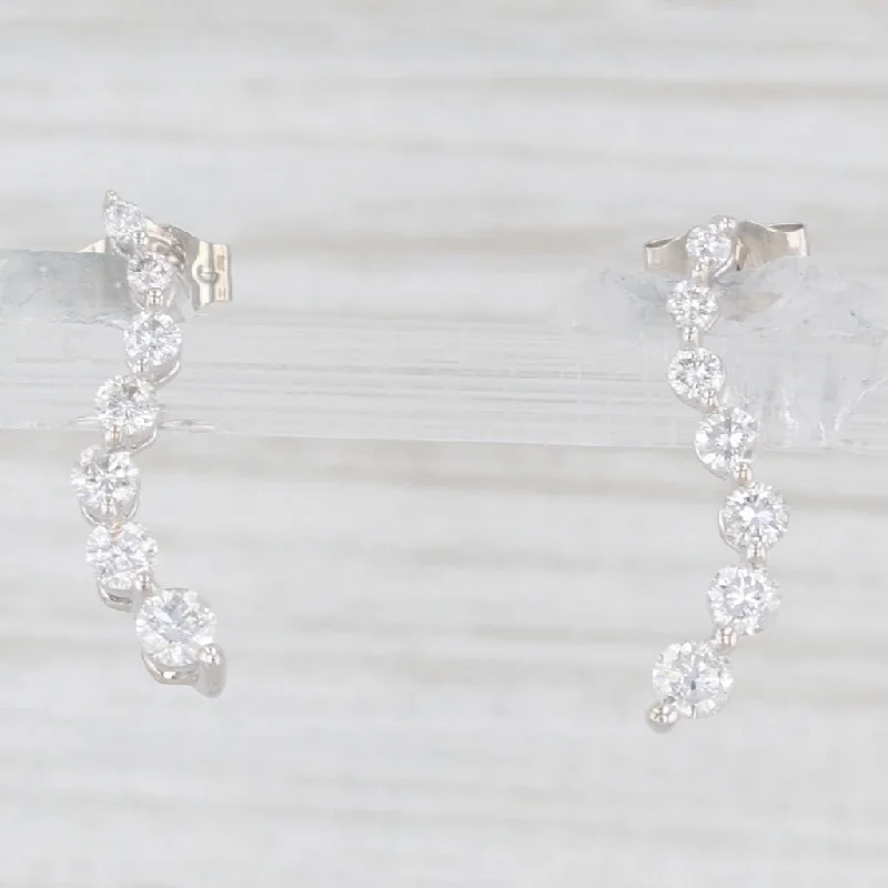 women's earrings with heart-shaped design -0.44ctw Diamond Journey Drop Earrings 14k White Gold