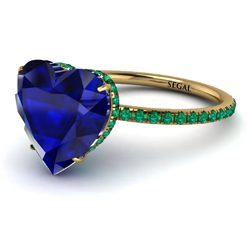 women's engagement rings with emerald side stones -Heart Shape Sapphire Ring - Noelle No. 28