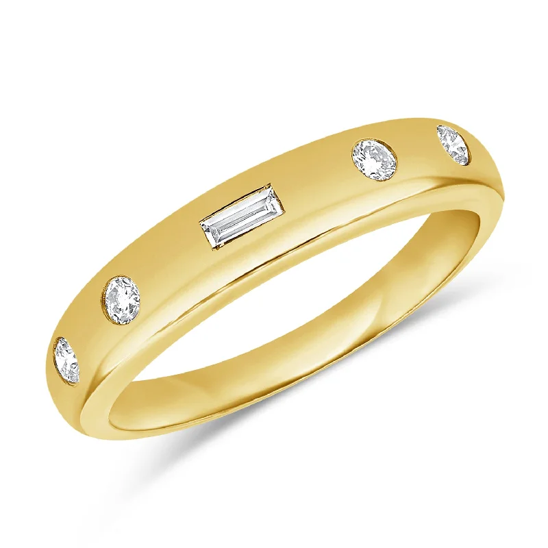 women's engagement rings with intricate patterns -14Kt Gold On Trend Gypsy Set Ring with Diamonds