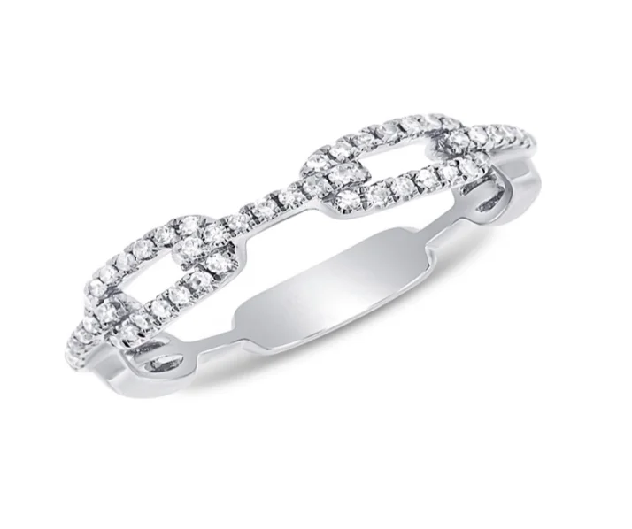 women's engagement rings with vintage-inspired look -Diamond Open Link Ring (white gold)