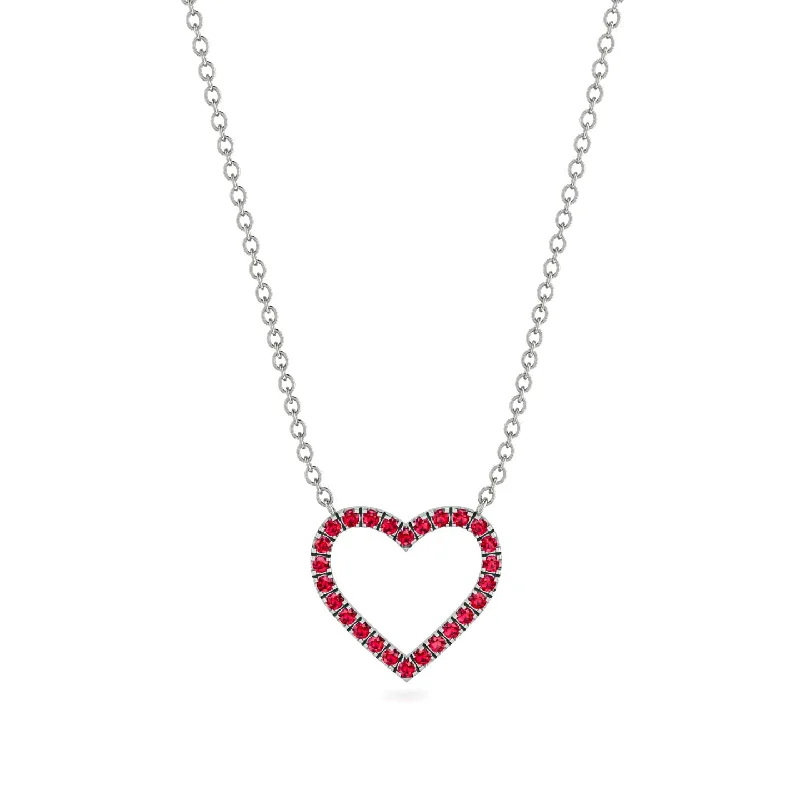 women's necklaces with silver accents -Heart Shaped Ruby Necklace - Marie No. 12