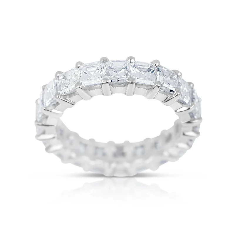 women's engagement rings with oval diamonds -Platinum Asscher Cut Eternity Diamond Band 5.43cts