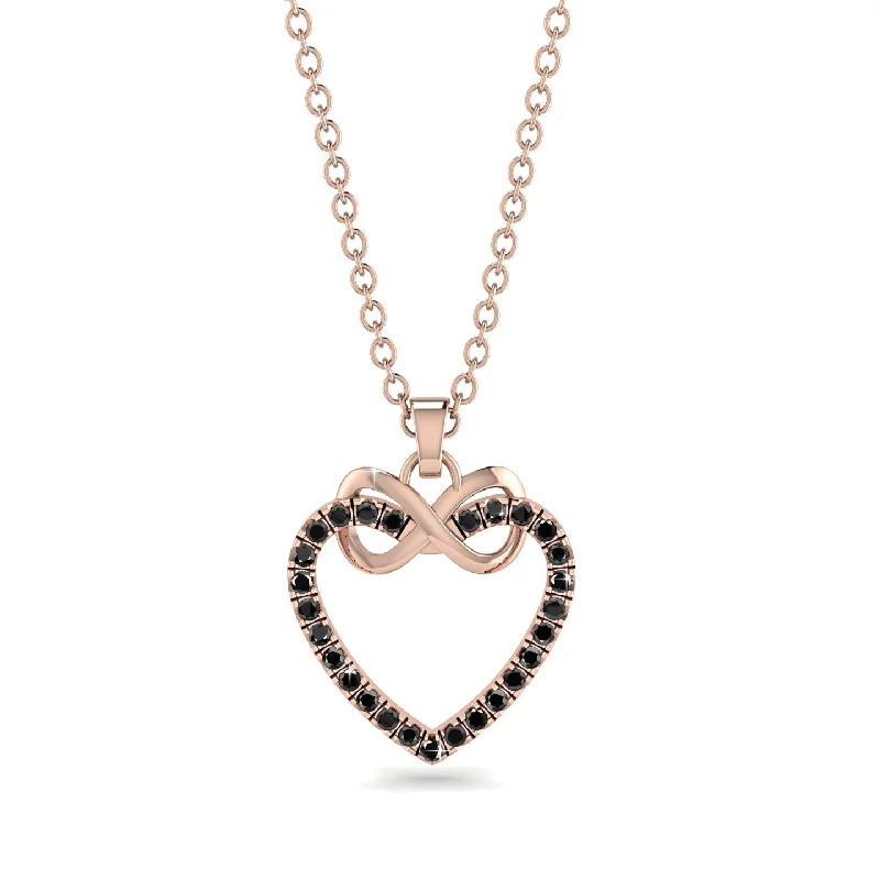 women's necklaces with gemstone -Infinity Heart Black Diamond Necklace - Mollie No. 8