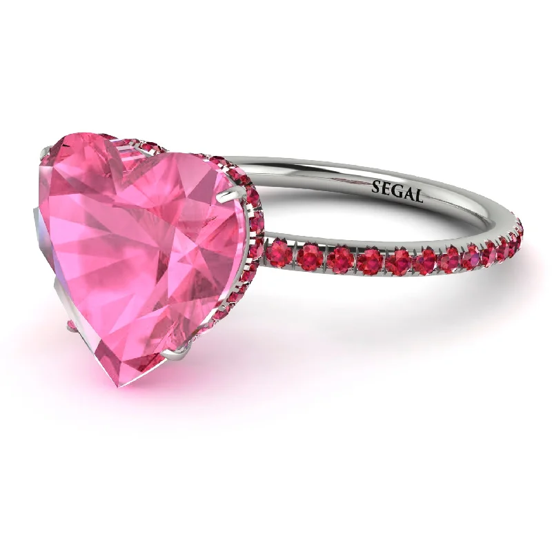 women's engagement rings with modern twist -Heart Shape Pink Moissanite Ring - Noelle No. 812