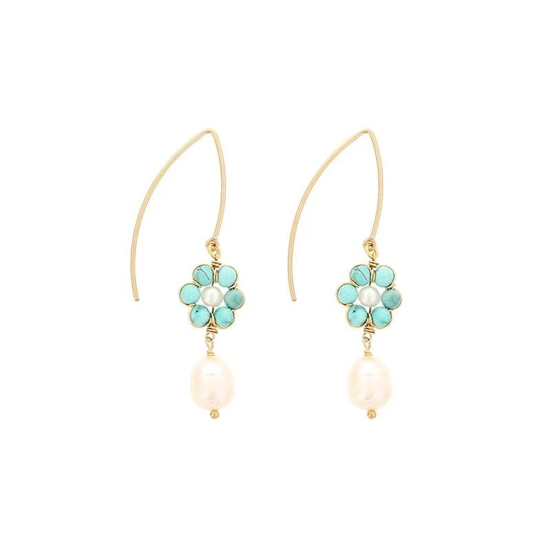 women's earrings with gold accents -BLUE TOPAZ DAISY EARRINGS