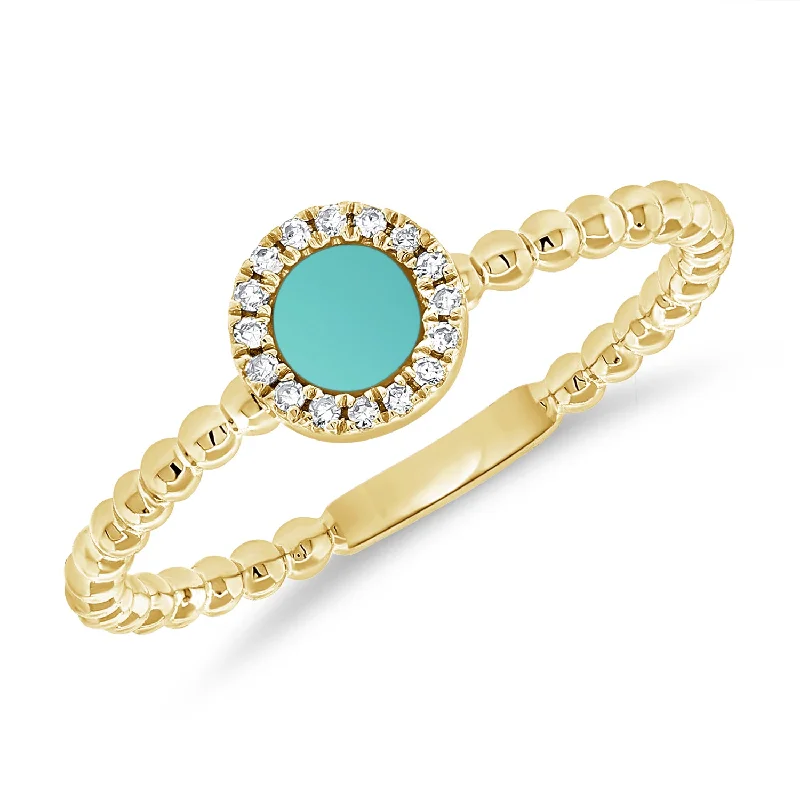 women's engagement rings with black diamonds -14K Gold Turquoise Ring with Diamonds