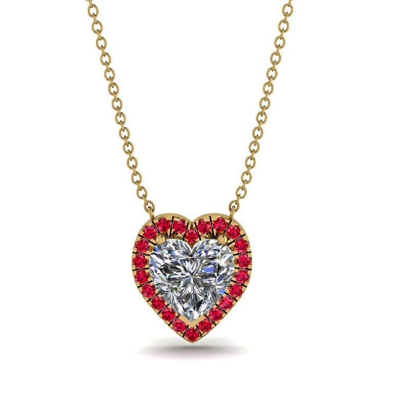 women's necklaces with vintage charm -4.7Ct Diamond Halo Heart Necklace - Jaylene No. 46