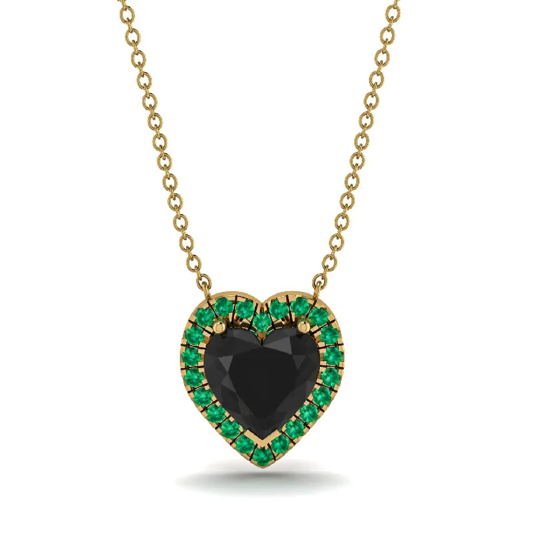 women's necklaces with ruby -4.7Ct Black Diamond Halo Heart Necklace - Jaylene No. 22