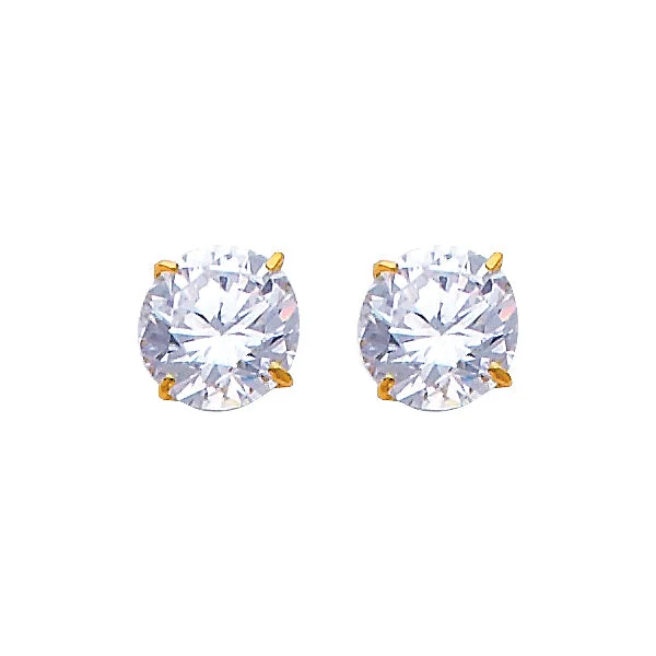 women's earrings with hoop and stud combo -14K 7MM CZ BIRTH STONE STUD EARRINGS