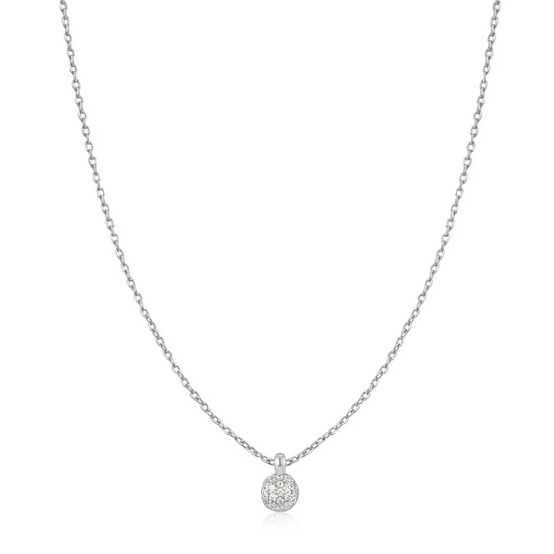 women's necklaces with sapphire -Silver Spheres Pave Necklace