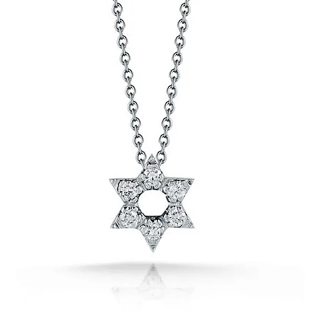 women's necklaces with rose gold accents -Roberto Coin Tiny Treasures Diamond Star Of David Necklace Pendant