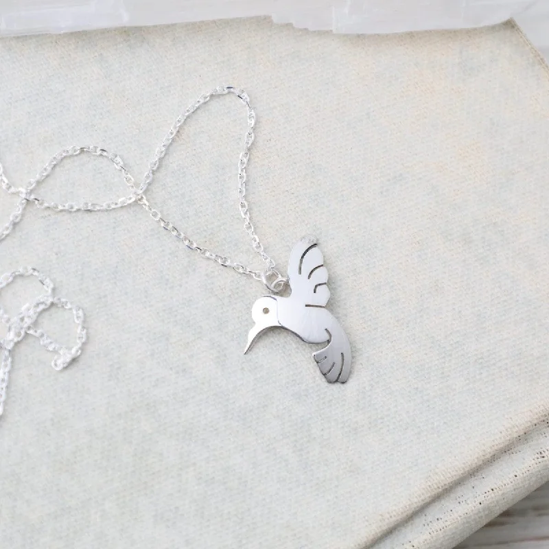 women's necklaces with layered gold chains -Sterling Silver Hummingbird Necklace