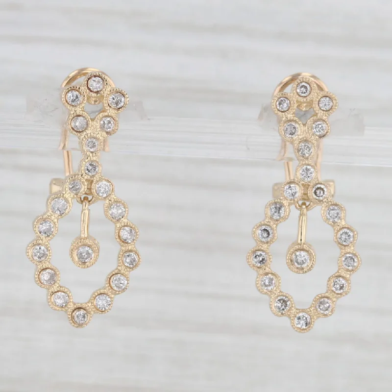 women's earrings with sparkling zirconia -0.75ctw Diamond Figure 8 Drop Earrings 14k Yellow Gold Pierced Omega Backs