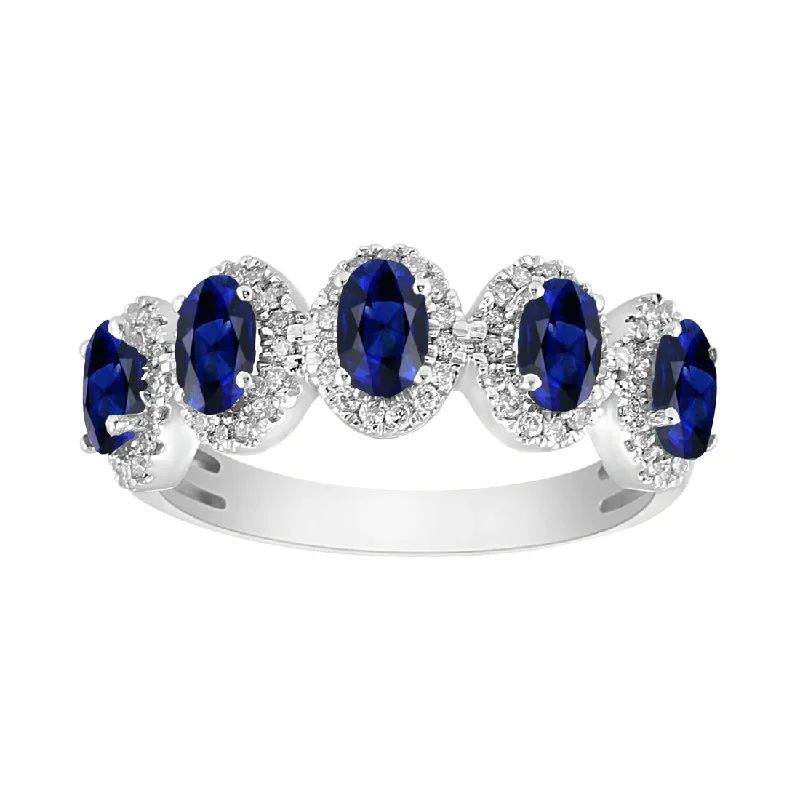 women's engagement rings with matching wedding band -Diamond Halo Sapphire Ring (14K)